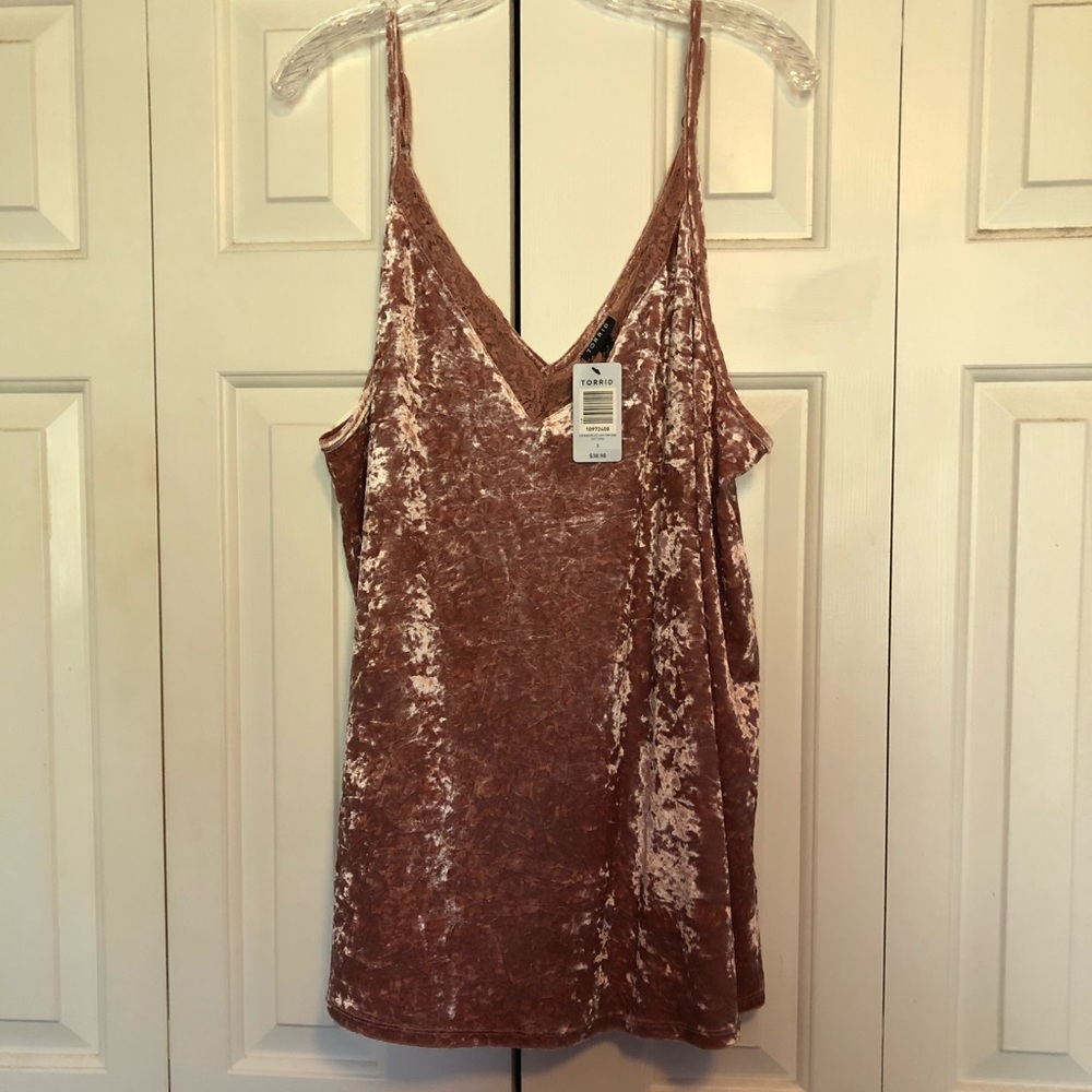 Blush Velvet Lace Trim Tank